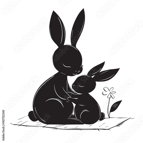 Rabbit Mom Braiding Her Bunny’s Ears