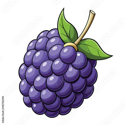 Vibrant purple berry with leaves