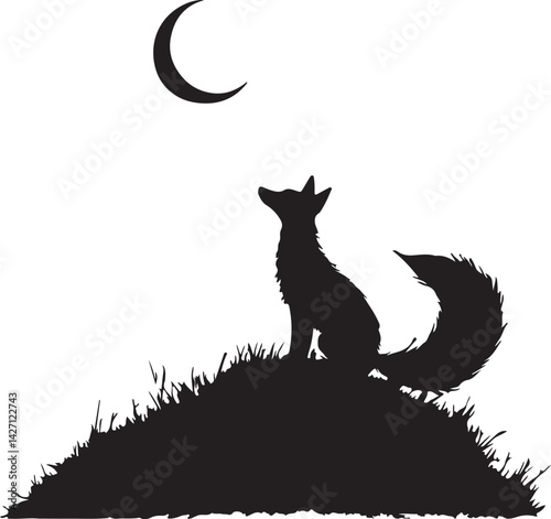 Fox Howling at the Moon