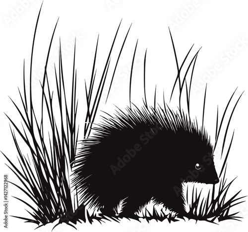  Porcupine Walking Through Tall Grass