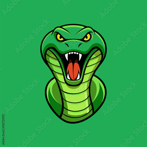 Cobra Illustration: A vibrant illustration of a cobra, poised and ready, showcasing its distinctive hood and intense stare. The artwork emanates a sense of both danger and beauty.