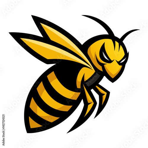 Swift Fury: A bold, yellow jacket illustration with its signature stripes and a fierce expression charges forward, symbolizing aggression and strength.
