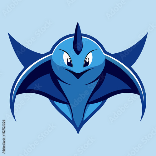 Mysterious Creature Emblem: A stylized emblem featuring a striking blue creature, exuding a sense of aquatic mystery and power, perfect for evoking wonder and curiosity.