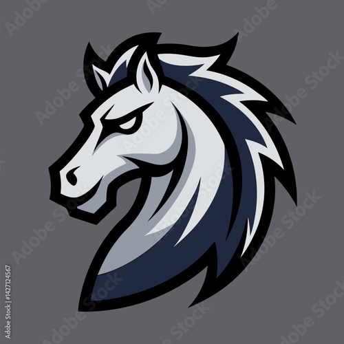 Wallpaper Mural Steed's Portrait: An eye-catching illustration of a horse's head, showcasing bold lines, striking colors, and a sense of power, exuding strength and determination. Torontodigital.ca