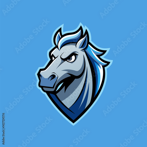 Fierce Stallion: A stylized portrayal of a steed, exuding strength and determination against a backdrop of cool, serene tones. The image captures the essence of resilience.