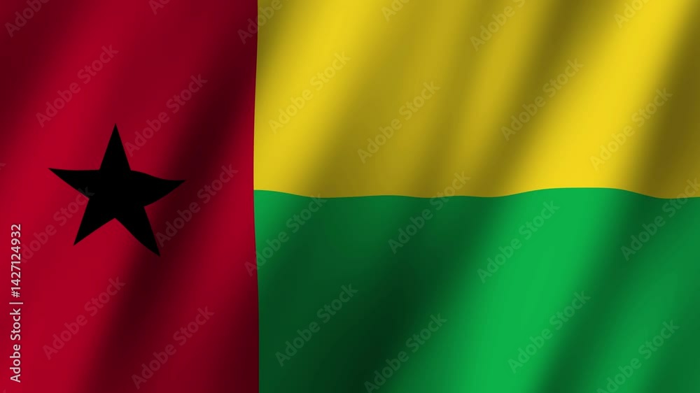 Guinea-Bissau flag waving in the wind symbolizing national pride and unity Guinea-Bissau flag waving in the wind symbolizing national pride and unity