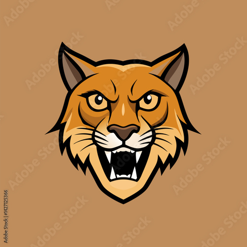 Wildcat Mascot: A fierce and determined wildcat mascot with piercing eyes and bared teeth.