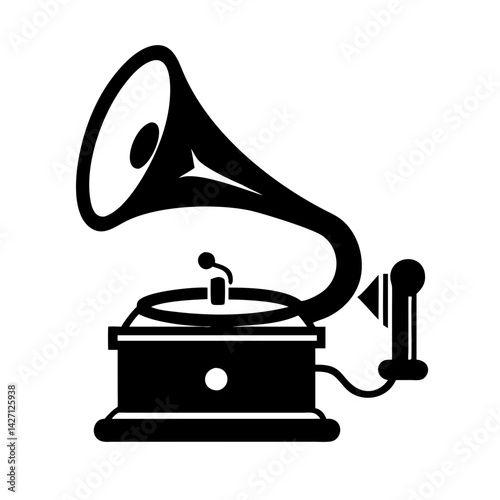 gramophone icon, gramophone silhouette vector illustration-simple silhouette illustration of gramophone,gramophone vector