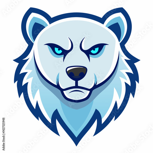 Polar Bear Emblem: A fierce polar bear mascot, meticulously illustrated with striking blue hues, exudes strength and determination, perfectly embodying resilience in the face of adversity.