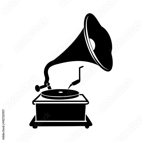 gramophone icon, gramophone silhouette vector illustration-simple silhouette illustration of gramophone,gramophone vector