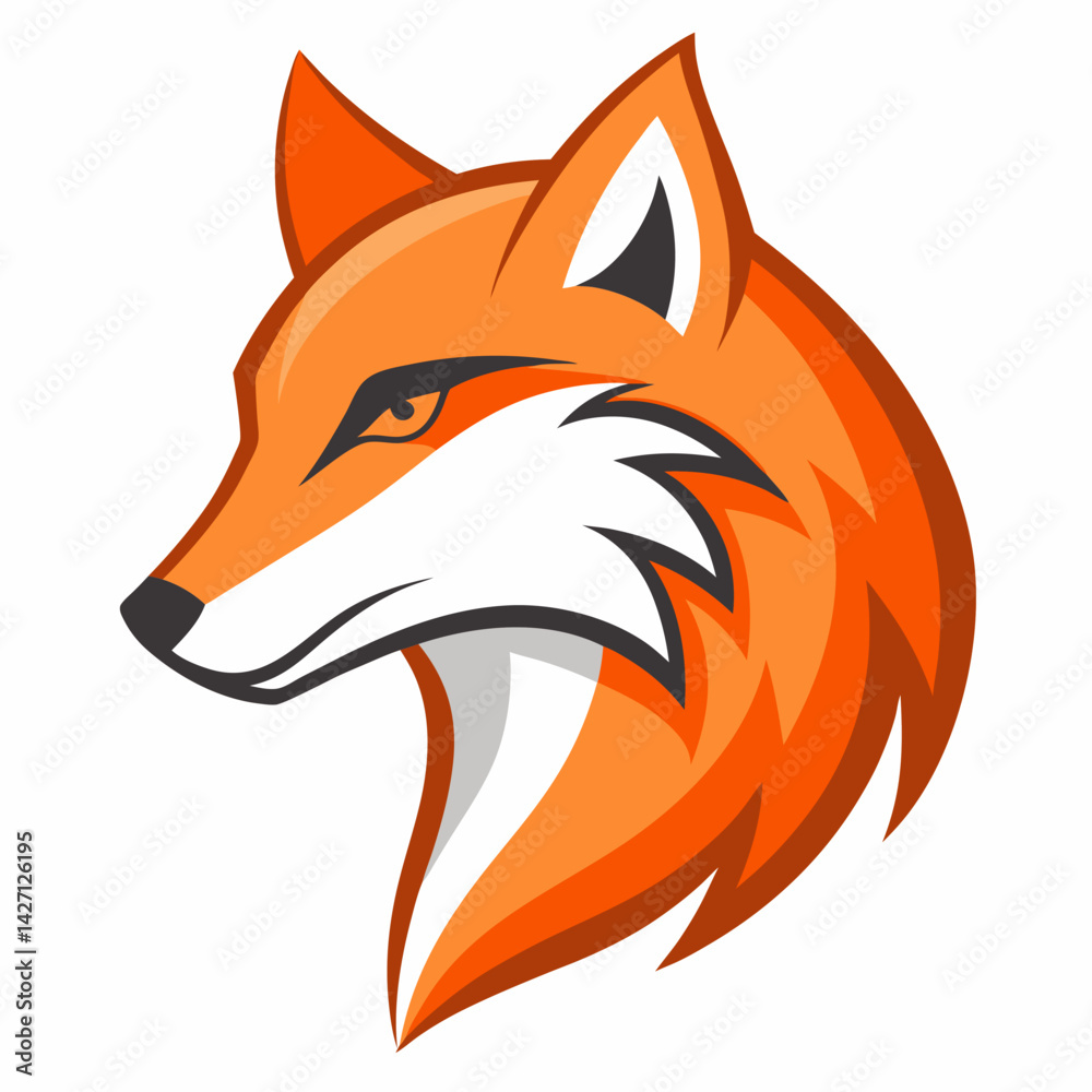 Obraz premium Foxy Portrait: A striking illustration of a cunning fox head, exuding intelligence and charm, rendered with bold lines and vibrant colors. 