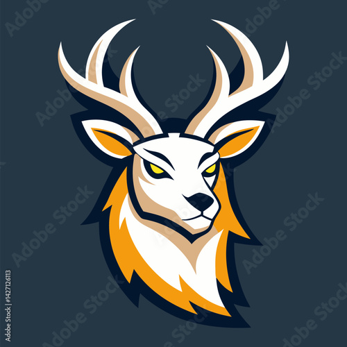 Majestic Deer Emblem: A striking and bold illustration features the head of a deer with prominent antlers, set against a backdrop that accentuates its powerful silhouette.