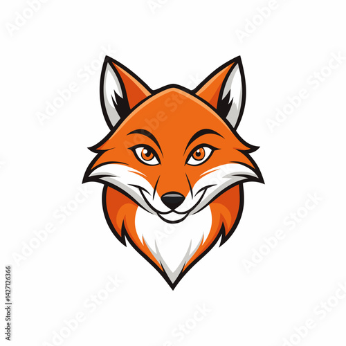 Smiling Fox: A cute fox with a mischievous grin in vector style, with bold orange fur and white highlights. This playful, friendly character is perfect for a variety of uses.