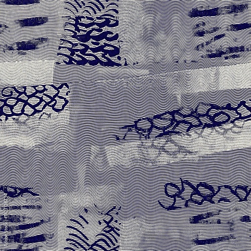 Seamless indigo blue woven grunge dye pattern. Irregular boro effect dye washed out resist background. Block print woven style for trendy vintage fabric textures.