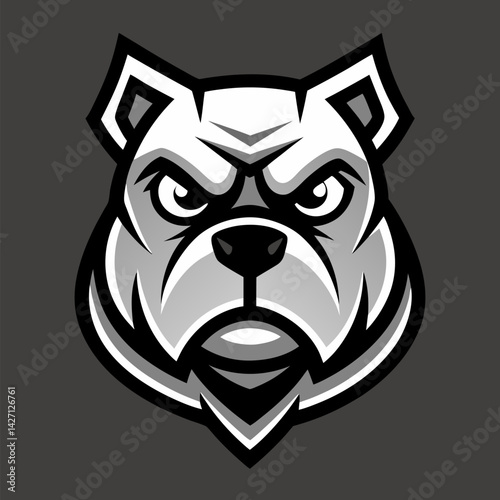 Aggressive Bulldog Mascot: This striking mascot design features a powerful bulldog with an intense gaze and a determined jawline, embodying strength, tenacity, and a fearless spirit.