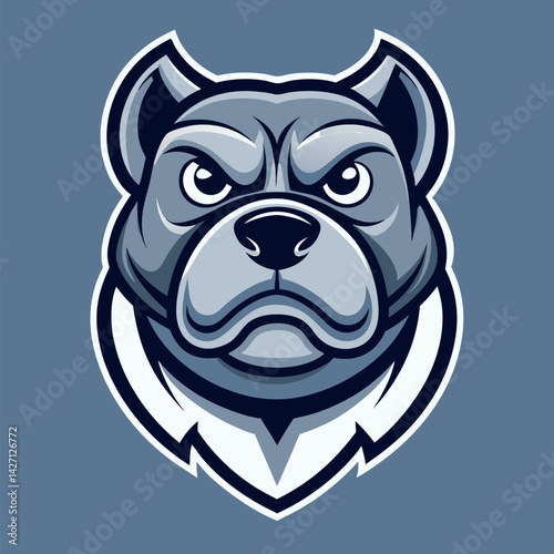 Pit Bull Mascot Illustration: A formidable pit bull's stern gaze commands attention, rendered in a bold and stylized vector illustration, exuding strength and resolve.
