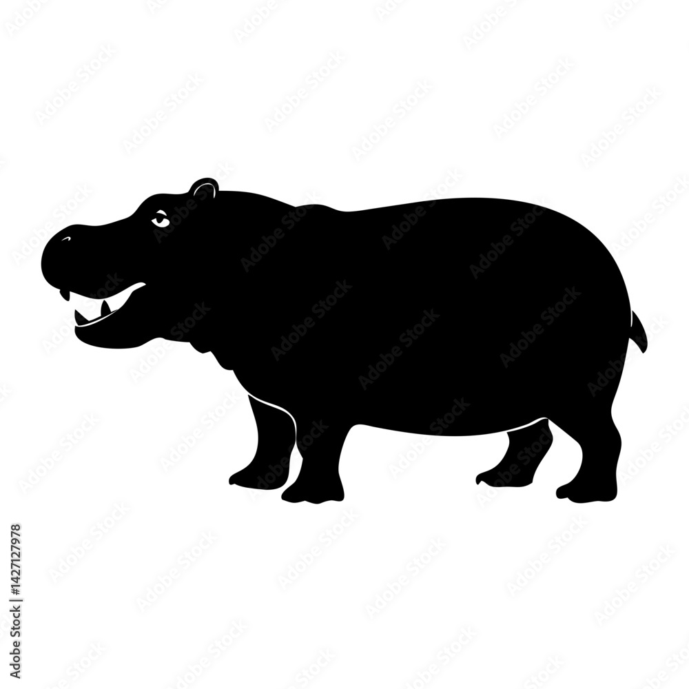 Obraz premium hippo icon, hippo silhouette vector illustration-simple silhouette illustration of hippo,hippo vector
