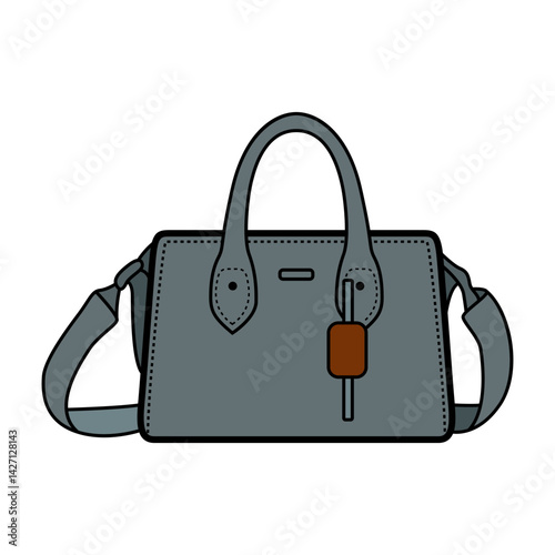 Modern gray handbag with handles and shoulder strap, perfect for fashion, accessory, shopping, and style design projects.