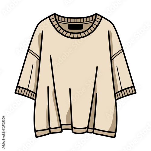 Cozy beige oversized sweater with dropped shoulders and ribbed trims, perfect for casual, fall, and minimalist fashion themes.