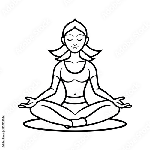 Yoga Pose Line Art Silhouette Drawing