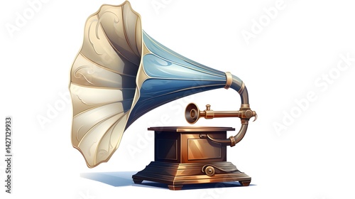 Vintage gramophone illustration with cute and funny design in vector format