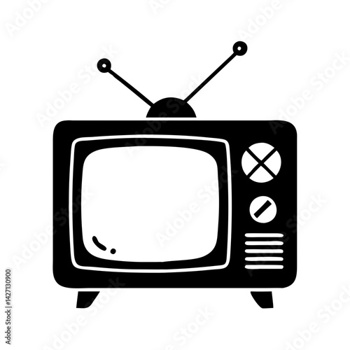 old school tv icon, old school tv silhouette vector illustration-simple silhouette illustration of old school tv,old school tv vector