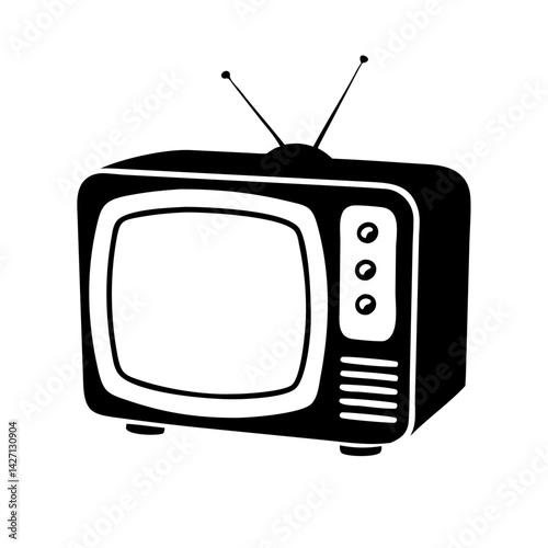 old school tv icon, old school tv silhouette vector illustration-simple silhouette illustration of old school tv,old school tv vector