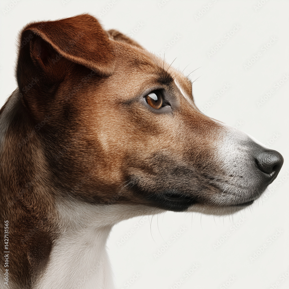 Obraz premium hund, haustier, tier, terrier, welpe, wagenheber, hübsch, canino, weiß, braun, russell, portrait, jack russell terrier, säugetier, breed, jack russell, gering, anschauen, isoliert, hündchen, kopf, ein