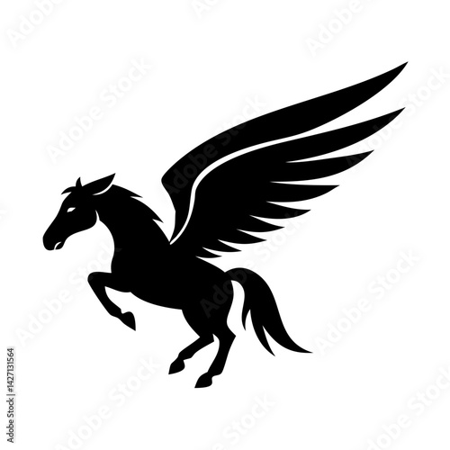 pegasus icon, pegasus silhouette vector illustration-simple silhouette illustration of pegasus,pegasus vector