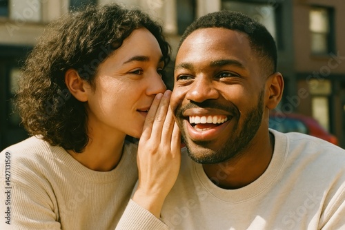 Joyful friends sharing secrets.