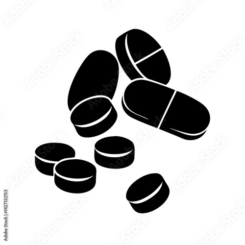 pills icon, pills silhouette vector illustration-simple silhouette illustration of pills,pills vector