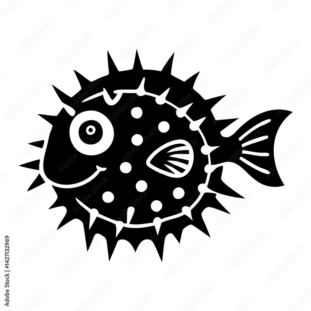 Fototapeta premium pufferfish icon, pufferfish silhouette vector illustration-simple silhouette illustration of pufferfish,pufferfish vector