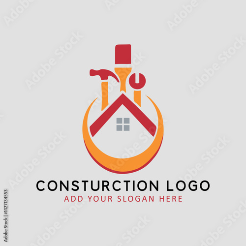 building construction and hardware store logo design vector