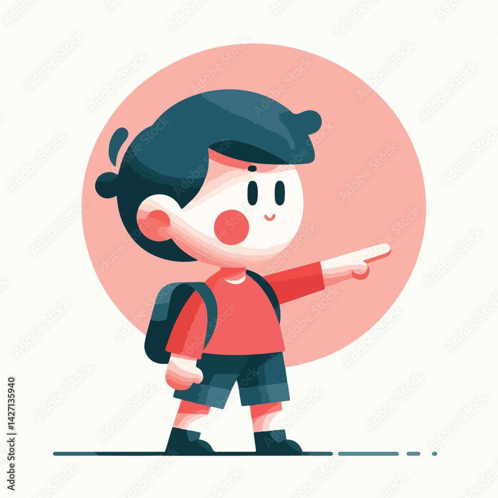 Fototapeta premium vector of little boy pointing