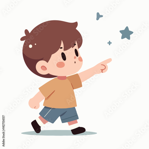 vector of little boy pointing