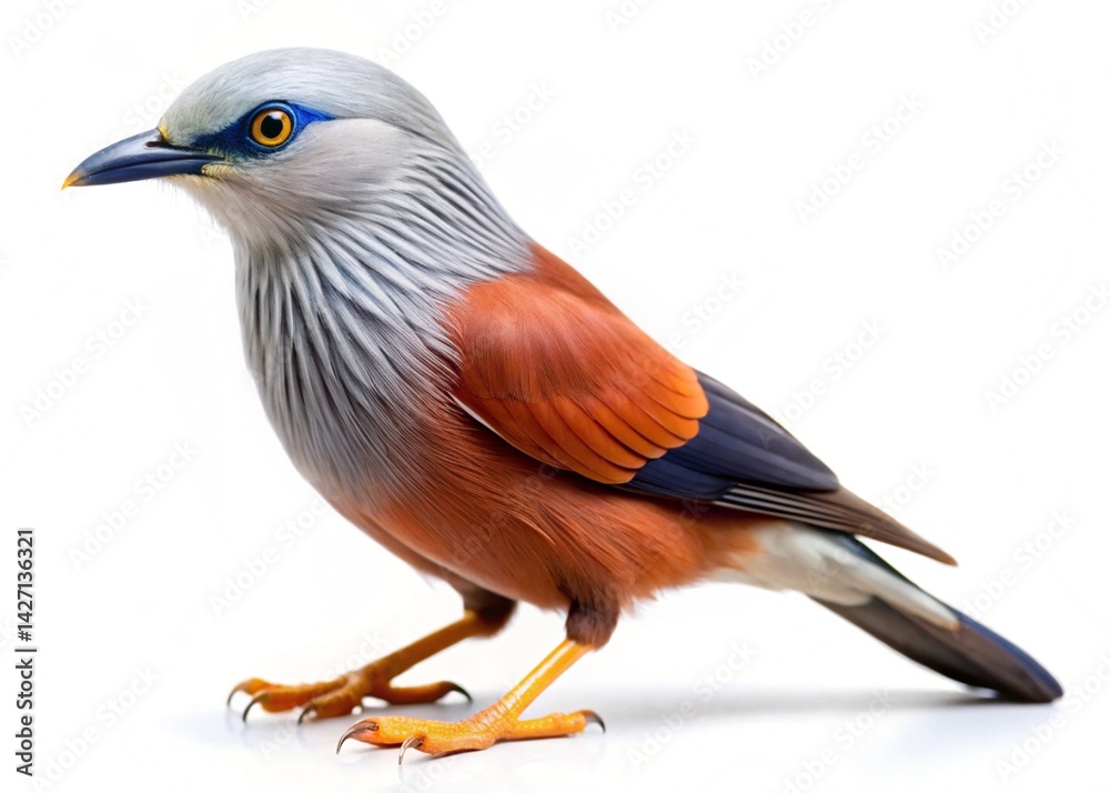 Fototapeta premium chestnut tailed starling isolated on white background