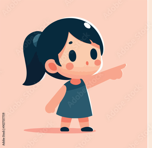 vector of little boy pointing photo