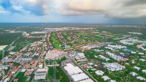 Aerial view of some resorts in Bavaro Beach in Punta Cana, Dominican Republic