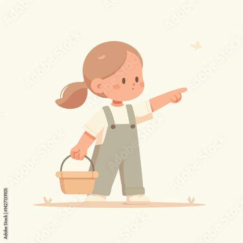 vector of little boy pointing