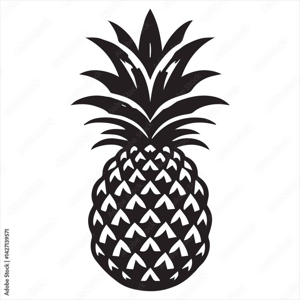 Obraz premium Pineapple Vector art illustration with leaves