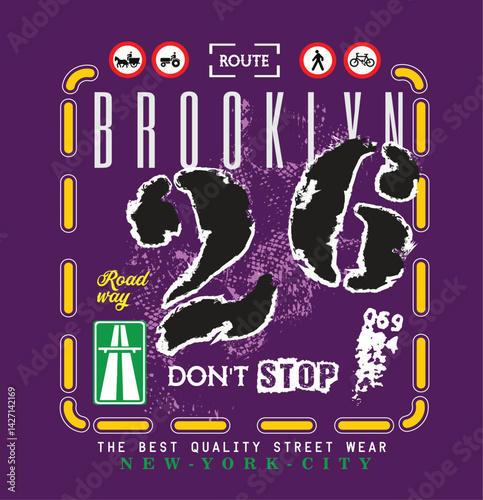 Urgent exit t shirt design, vector illustration artistic element retro art, to be great, brooklyn, increase, urban, sport division, underground, freedom, nyc, new york city.