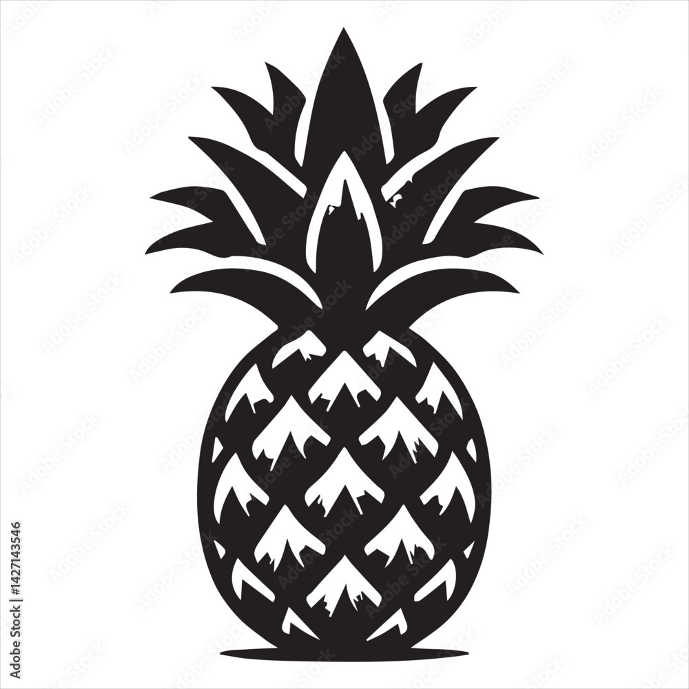 Fototapeta premium Pineapple Vector art illustration with leaves