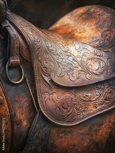 Vintage Leather Saddle Rustic Western Elegance.