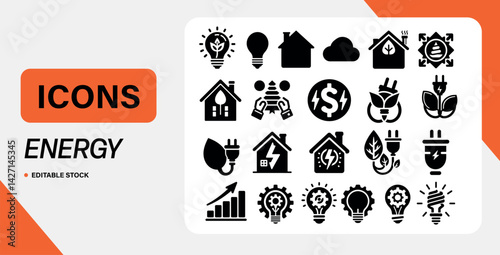 Energy Icons Collection - Vector Symbols for Power, Savings, and Sustainability