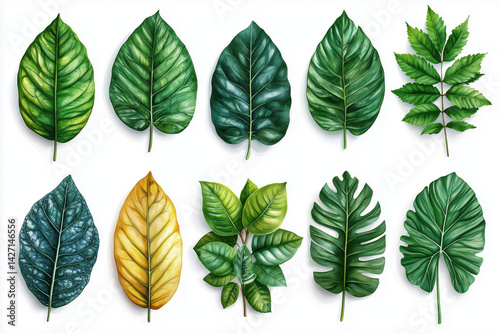Obraz na płótnie Set of Tropical leaves isolated on white background. Beautiful tropical exotic foliage w salonie