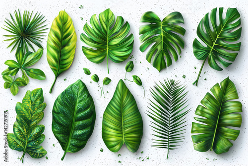 Obraz na płótnie Set of Tropical leaves isolated on white background. Beautiful tropical exotic foliage w salonie