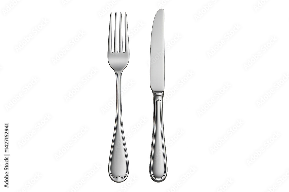 Cutlery Set Featuring a Fork and Knife on a Simple Background for Dining Cutlery Set Featuring a Fork and Knife on a Simple Background for Dining