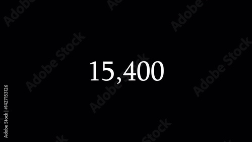 Number counter animation from 0-60,000 numbers on a transparent background, Animated counting Numbers from zero to sixty thousand  with alpha channel,