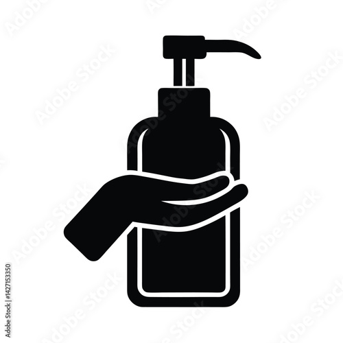 Hand Sanitizer Icon - Black Silhouette Vector