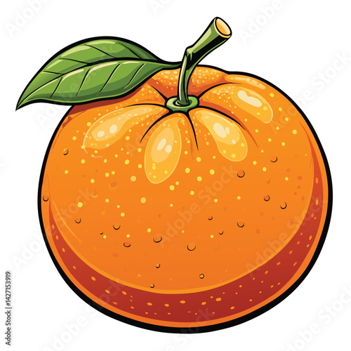 Vibrant orange with a stem and leaf